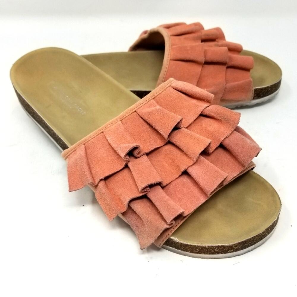 American Eagle Outfitters Slides Sandals Flip Flops Pink Leather Women's Size 11